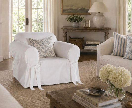 Cotton Duck One-Piece Chair Slipcover