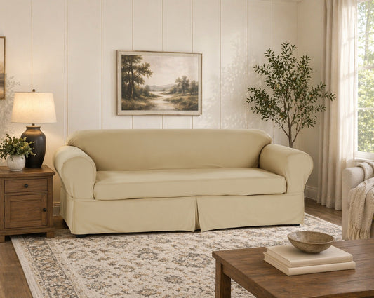 Twill Two-Piece Sofa Slipcover