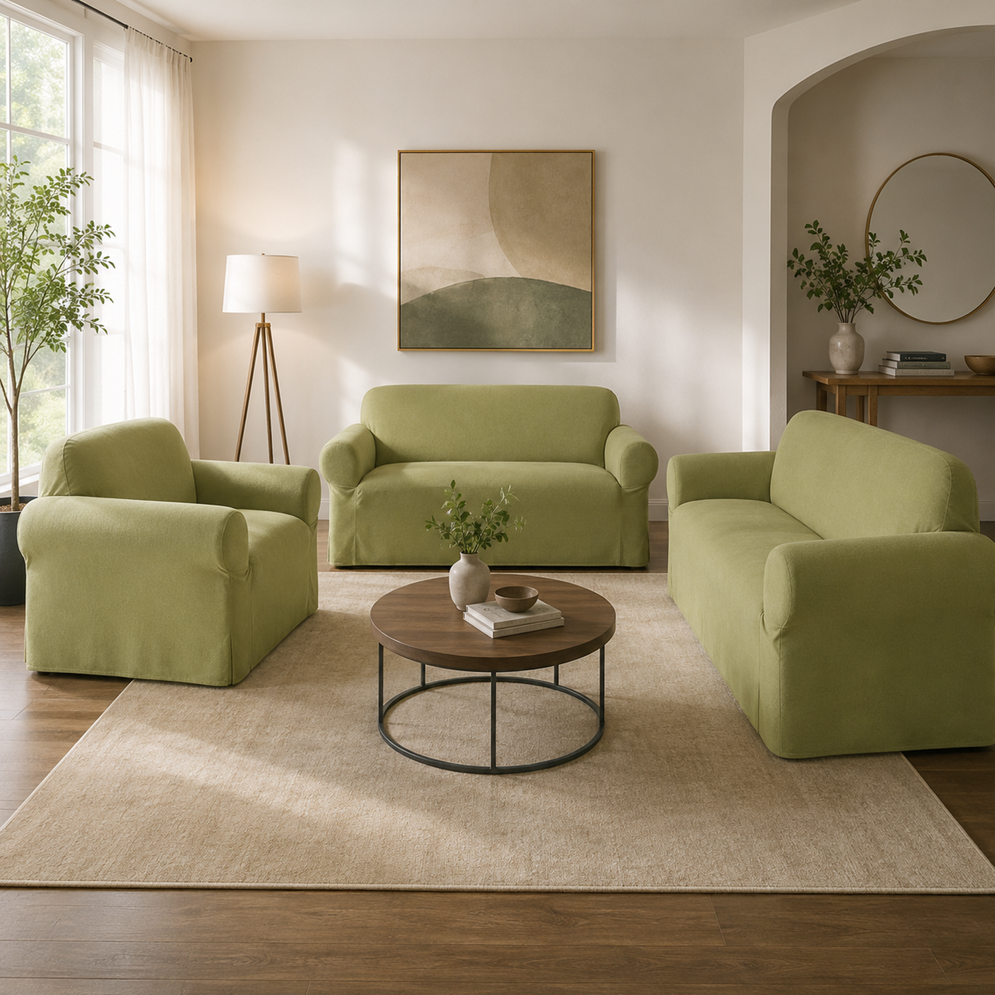 Micro Suede One-Piece Stretch Sofa Slipcover