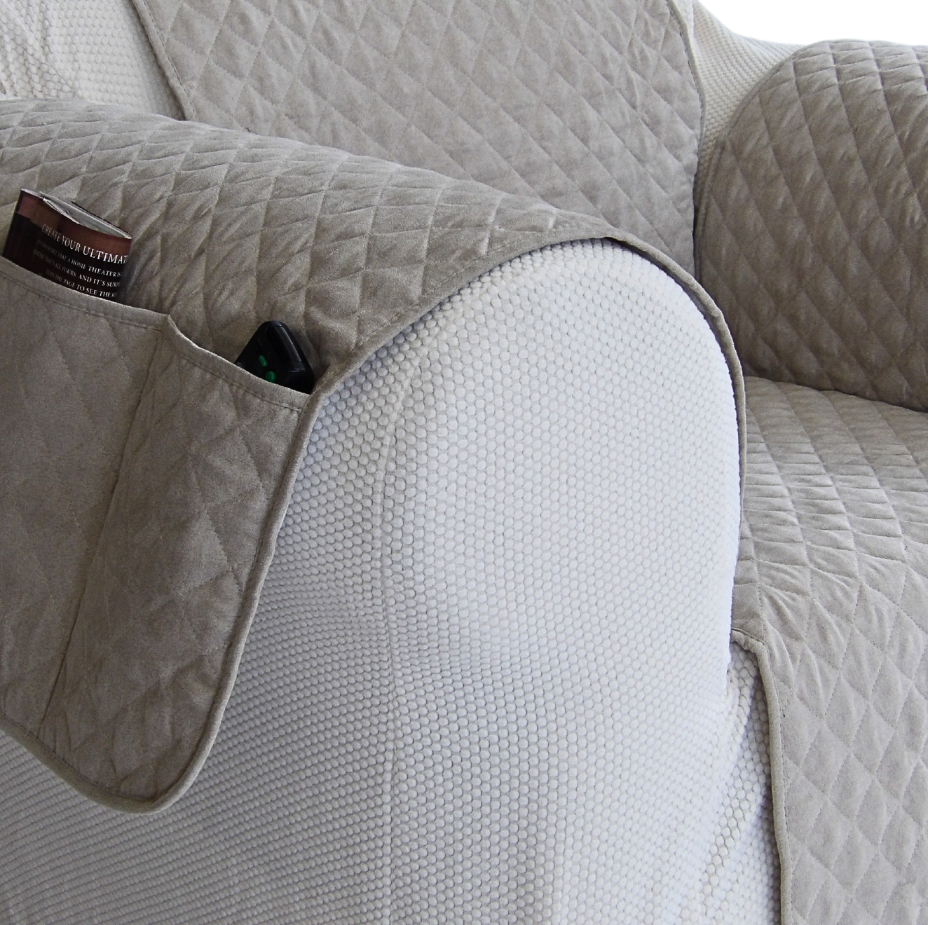 Quilted Couch Pet Cover With Pockets