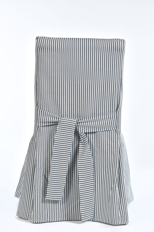 Long Stripe Twill Ticking Dining Chair Slipcover