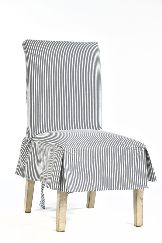 Short Stripe Twill Ticking Dining Chair Slipcover