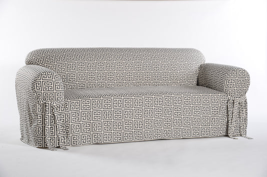 Roman Key One-Piece Loveseat Slipcover