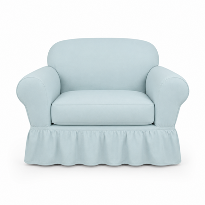 Washed Cotton Duck Ruffled Two-Piece Slipcover