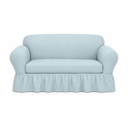 Washed Cotton Duck Ruffled Two-Piece Slipcover