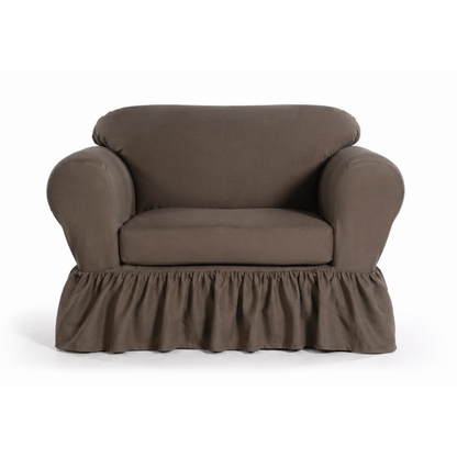 Washed Cotton Duck Ruffled Two-Piece Slipcover
