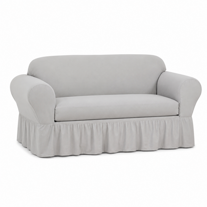Washed Cotton Duck Ruffled Two-Piece Slipcover