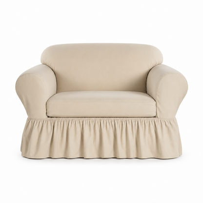 Washed Cotton Duck Ruffled Two-Piece Slipcover