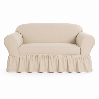 Washed Cotton Duck Ruffled Two-Piece Slipcover