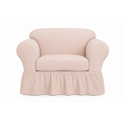 Washed Cotton Duck Ruffled Two-Piece Slipcover