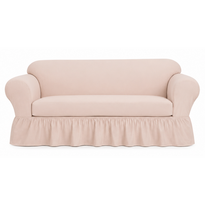 Washed Cotton Duck Ruffled Two-Piece Slipcover