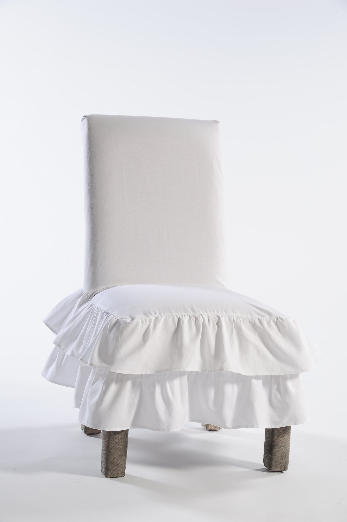 Short Two-Tier Ruffle Dining Chair Slipcover