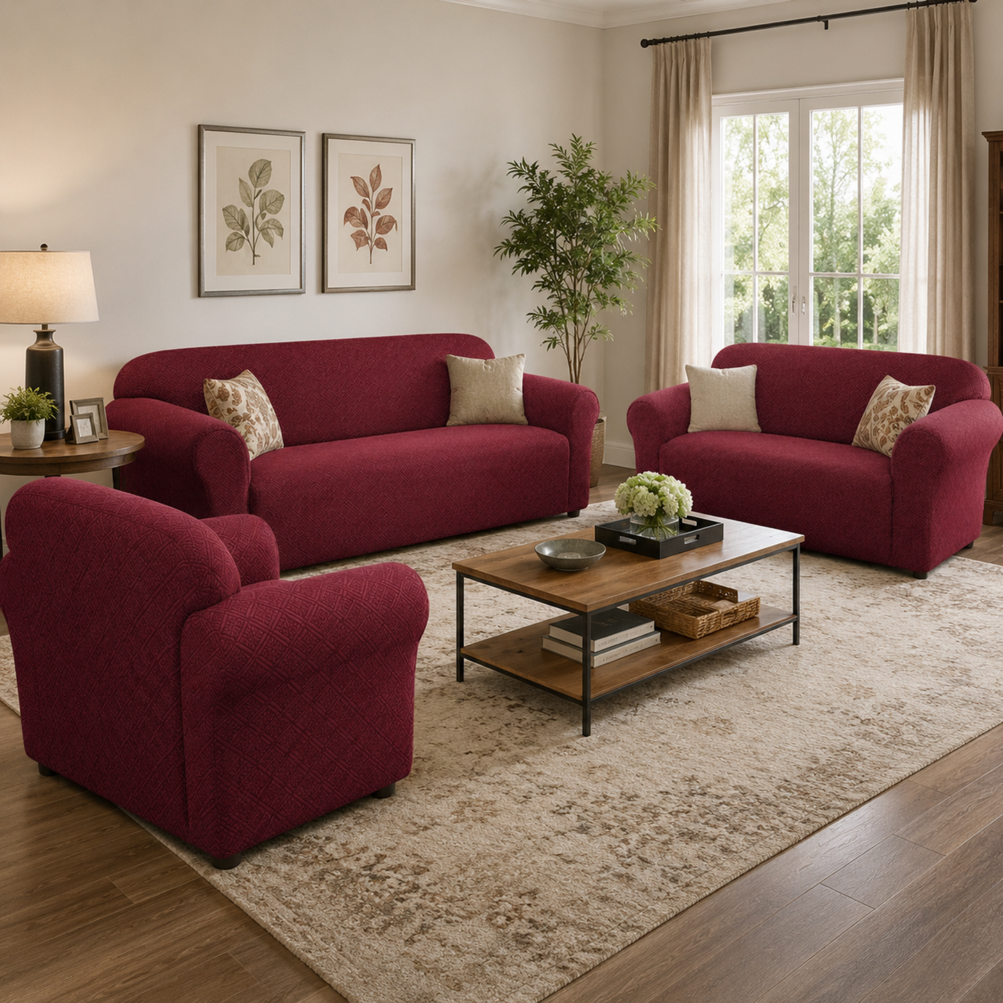 Double Diamond One-Piece Chair Stretch Slipcover