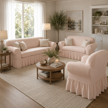 Washed Cotton Duck Ruffled Two-Piece Slipcover