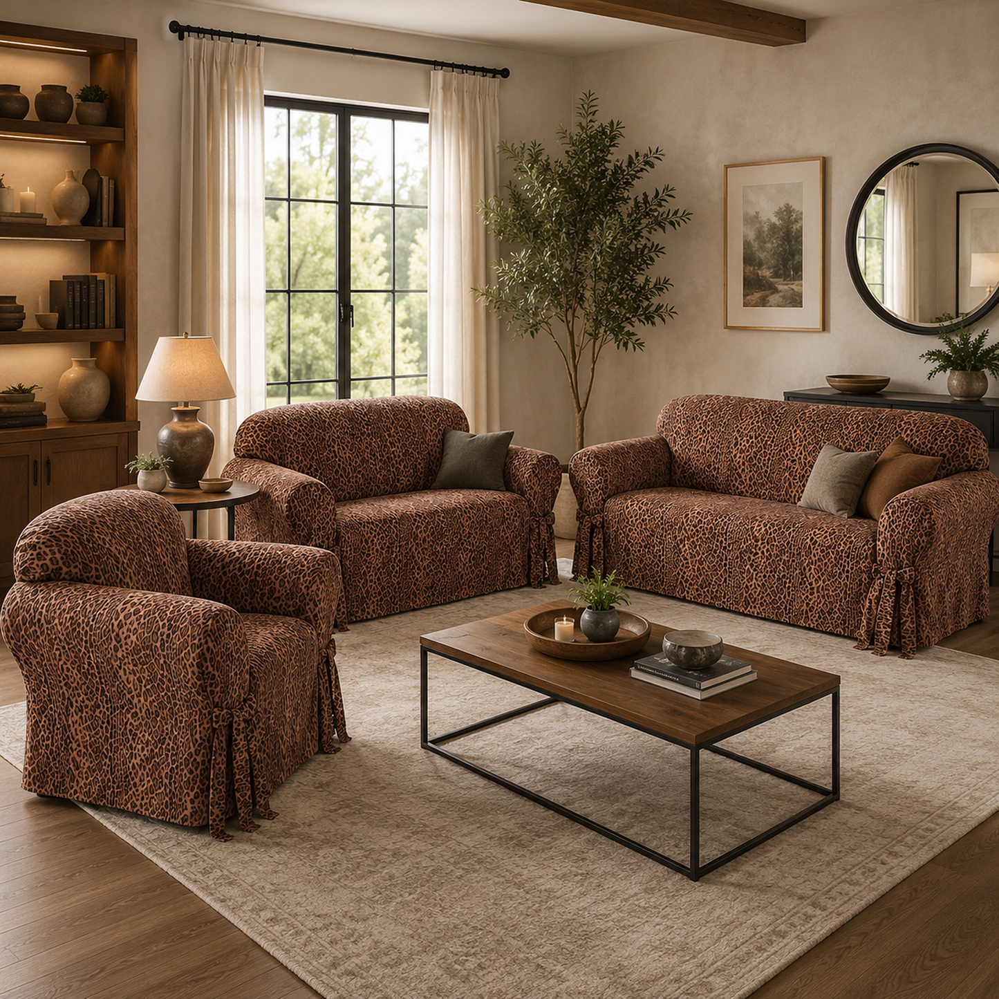 Leopard Print One-Piece Loveseat Slipcover