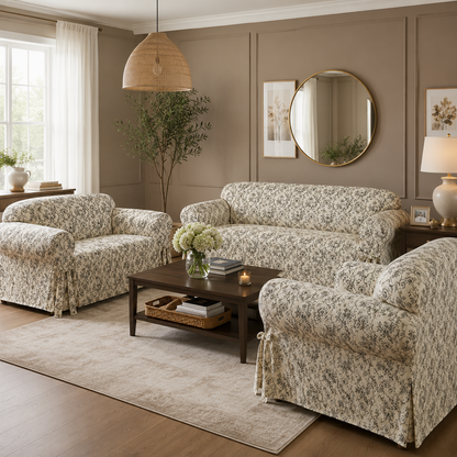 Toile Print One-Piece Slipcover