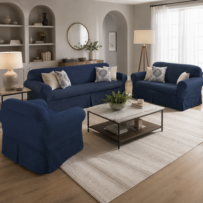 Washed Denim Two-Piece Slipcover