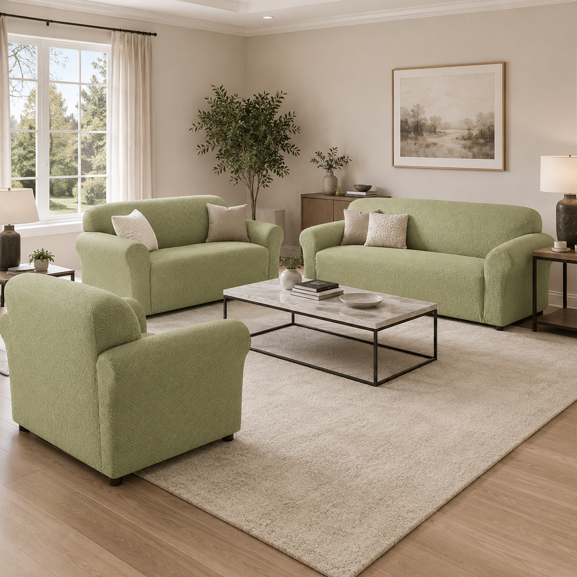 Double Diamond One-Piece Chair Stretch Slipcover
