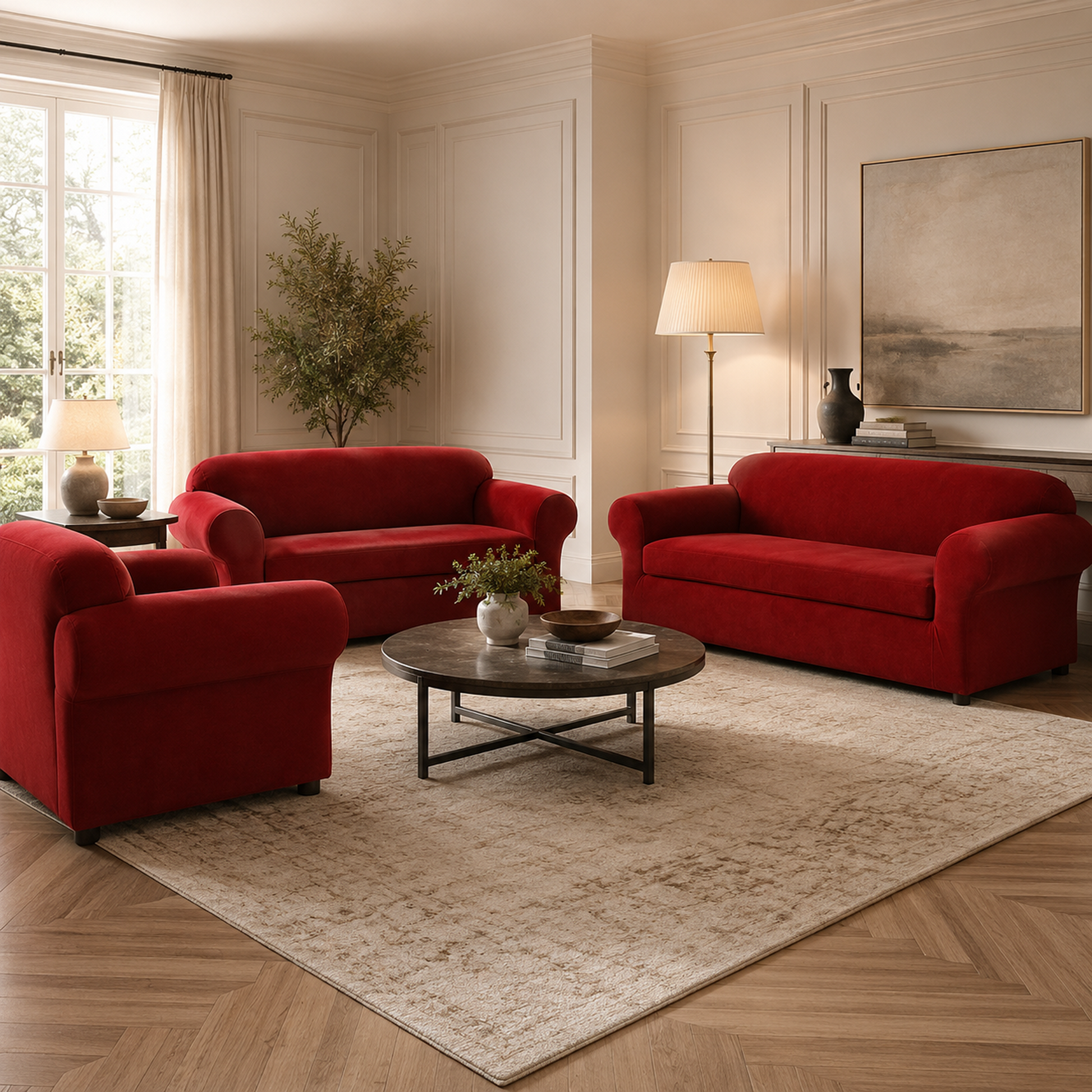 Chamois Two-Piece Stretch Slipcover