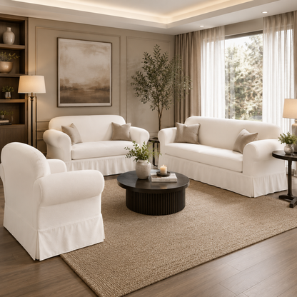 Washed Cotton Duck Ruffled Two-Piece Slipcover