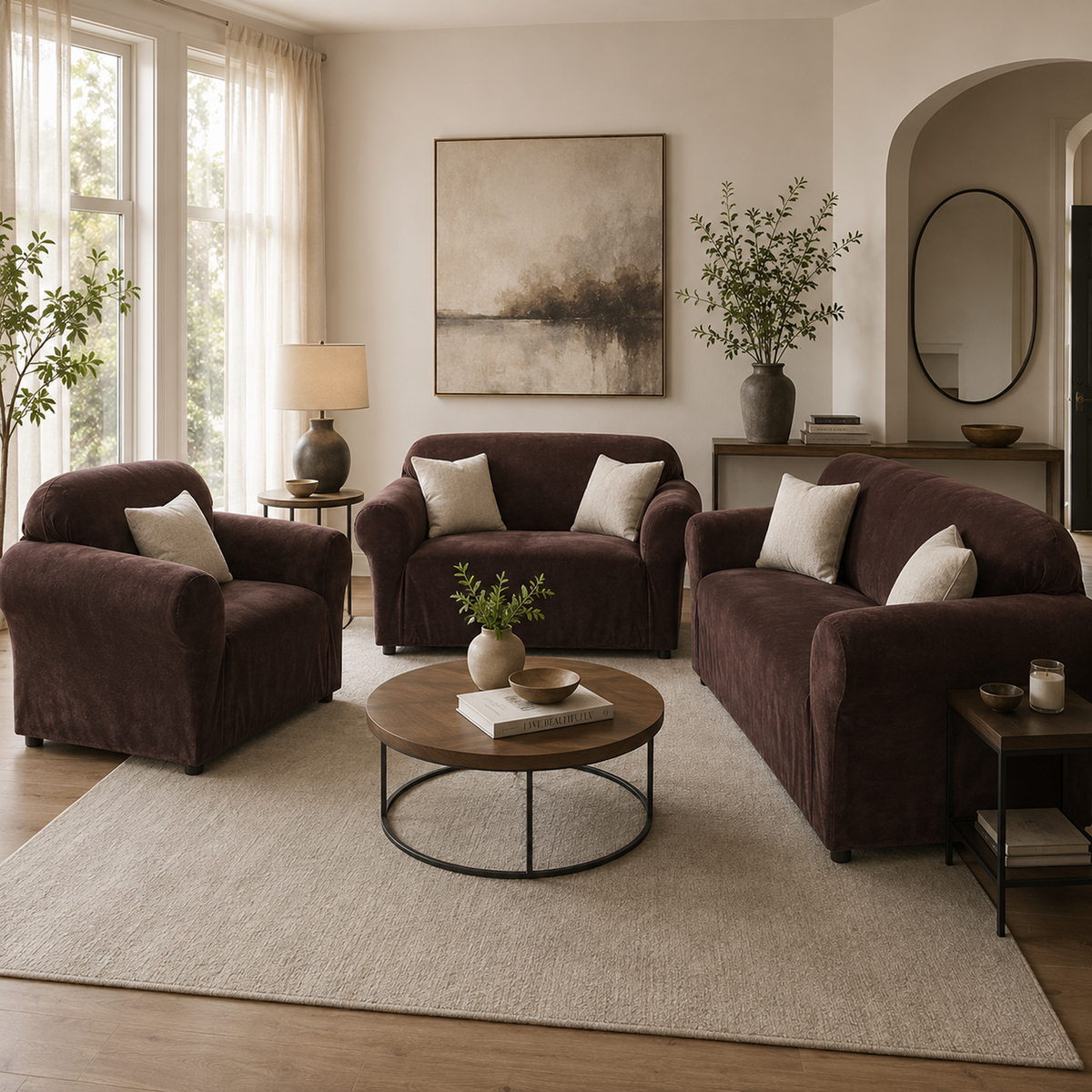 Mini Cord One-Piece Chair Stretch Slipcover