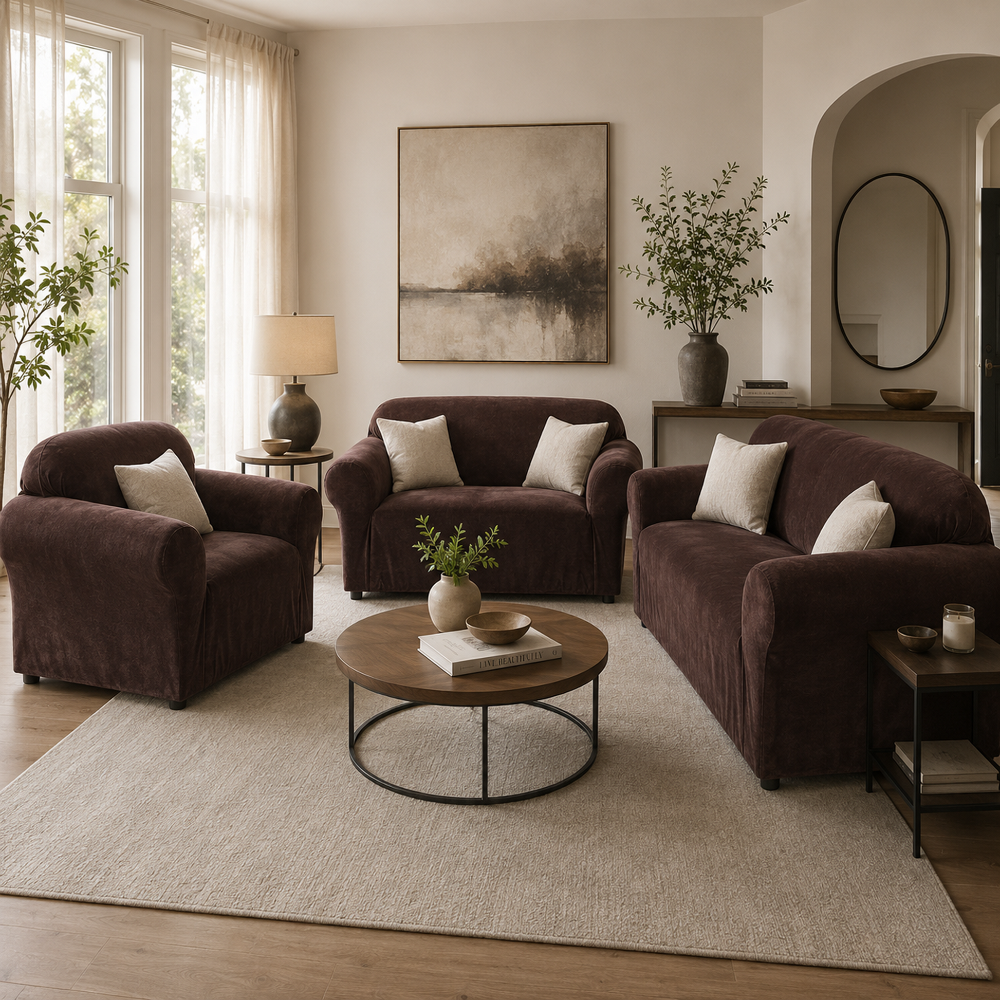 Mini Cord One-Piece Chair Stretch Slipcover