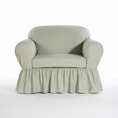 Washed Cotton Duck Ruffled Two-Piece Slipcover