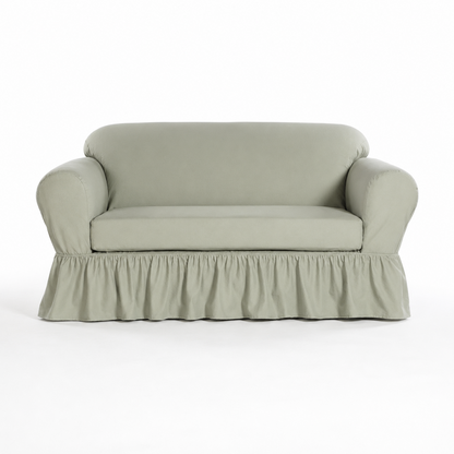 Washed Cotton Duck Ruffled Two-Piece Slipcover