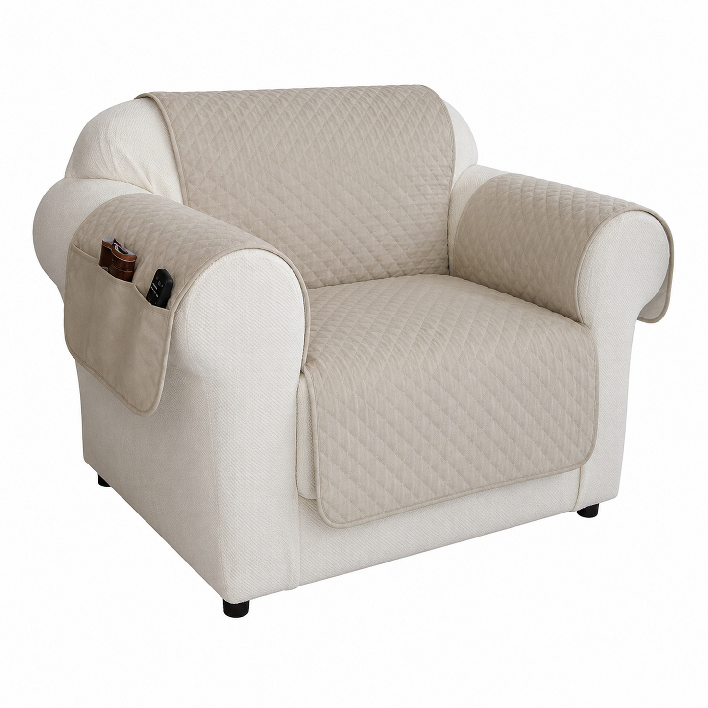 Quilted Couch Pet Cover With Pockets