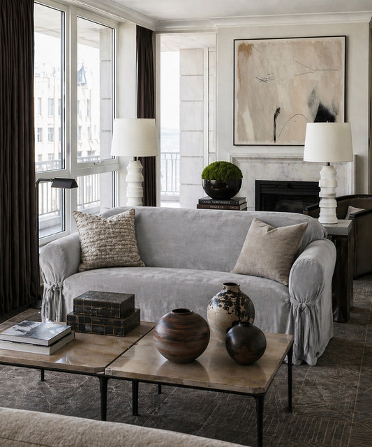 Velvet One-Piece Sofa Slipcover