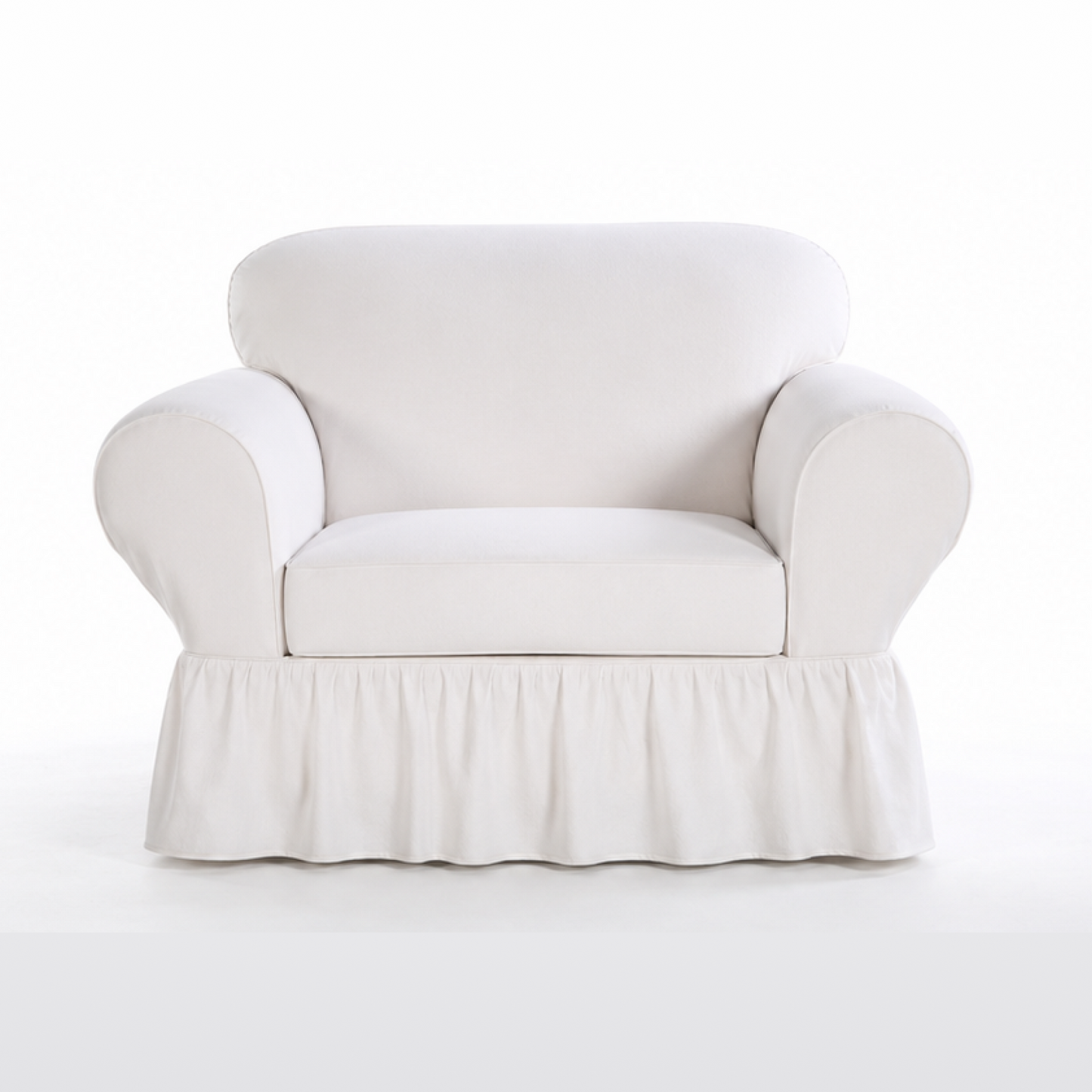 Washed Cotton Duck Ruffled Two-Piece Slipcover