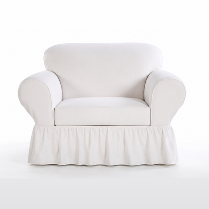 Washed Cotton Duck Ruffled Two-Piece Slipcover