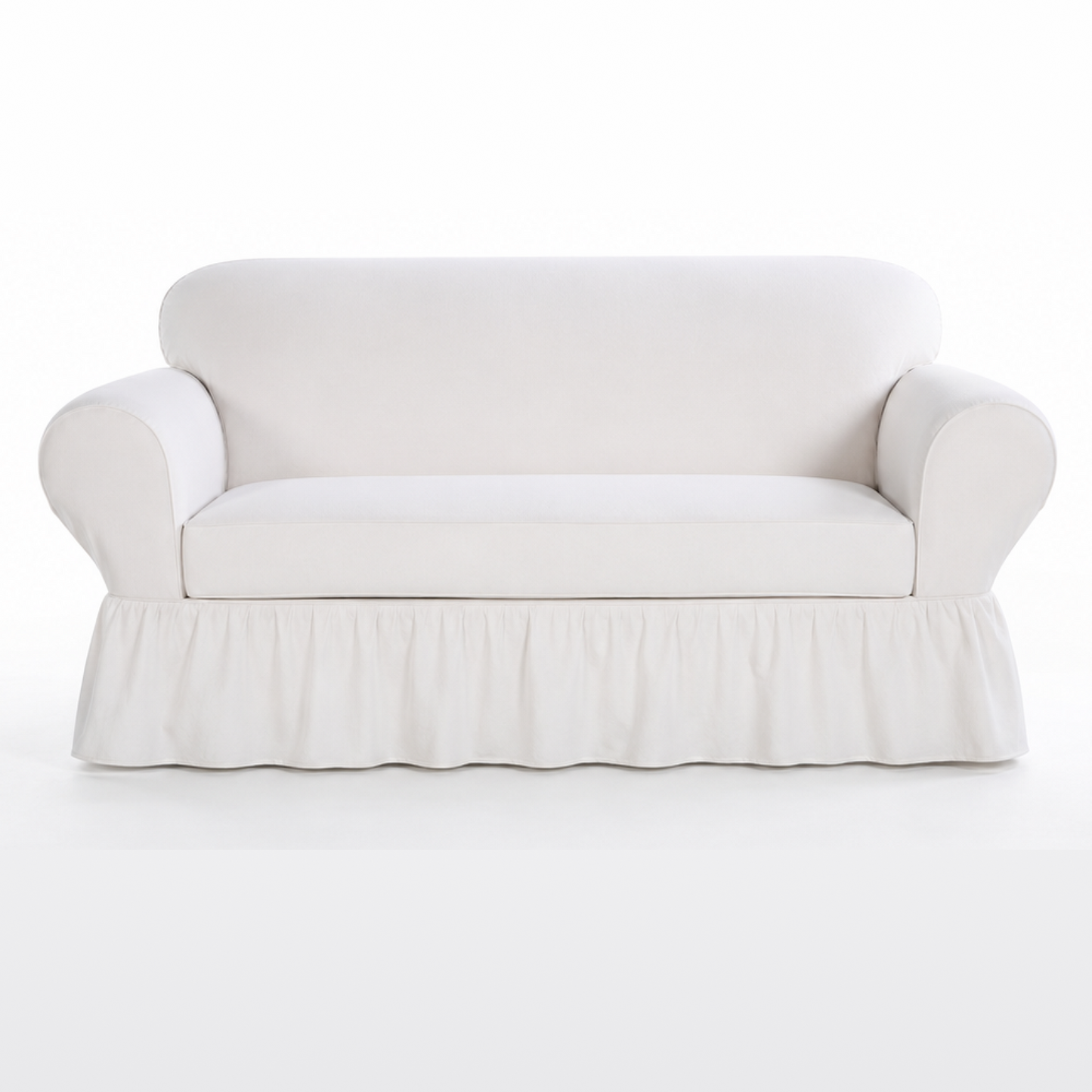 Washed Cotton Duck Ruffled Two-Piece Slipcover