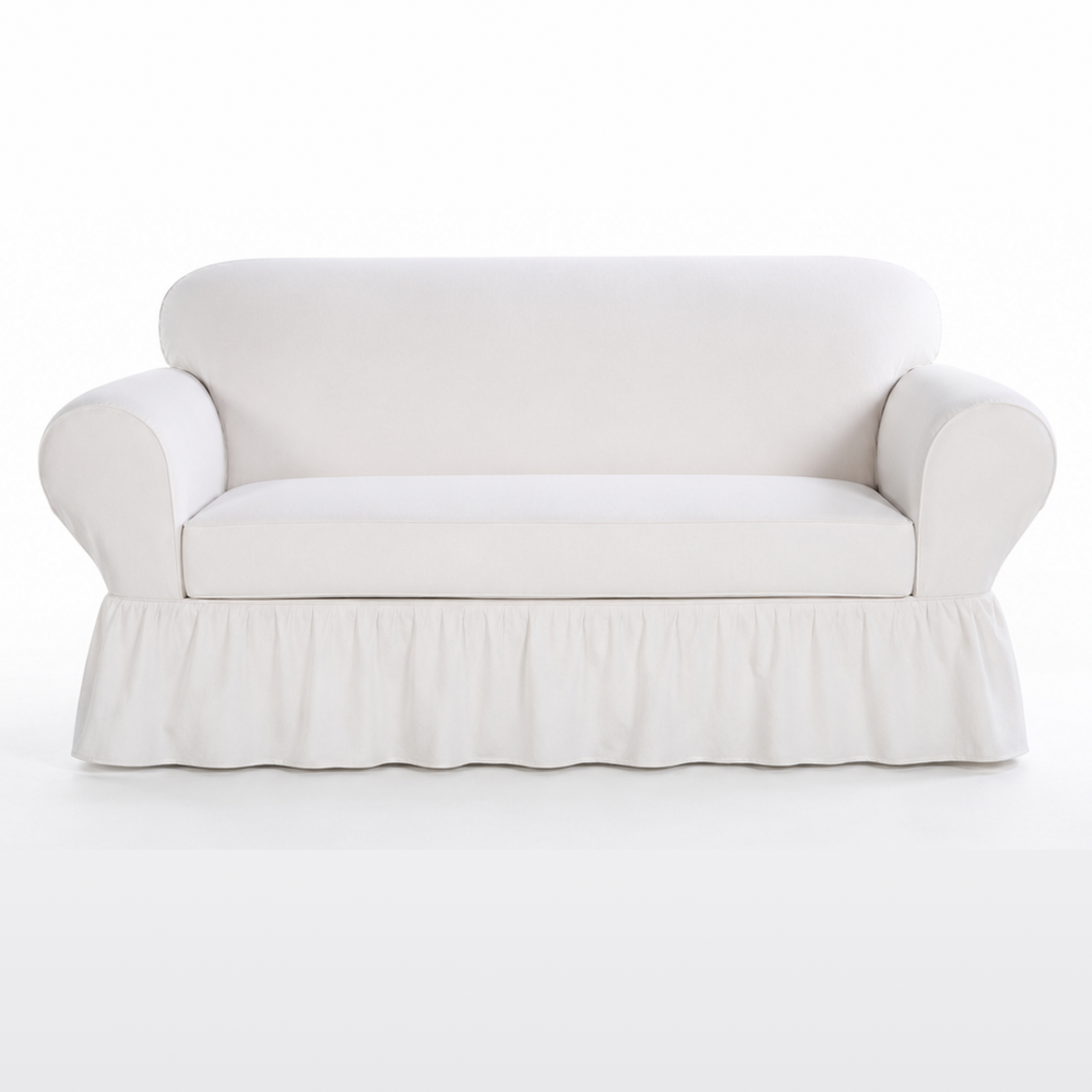 Washed Cotton Duck Ruffled Two-Piece Slipcover