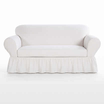Washed Cotton Duck Ruffled Two-Piece Slipcover