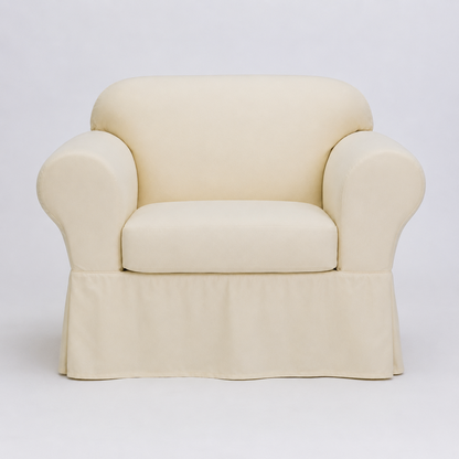 Washed Cotton Duck Ruffled Two-Piece Slipcover