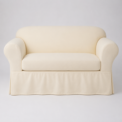 Washed Cotton Duck Ruffled Two-Piece Slipcover