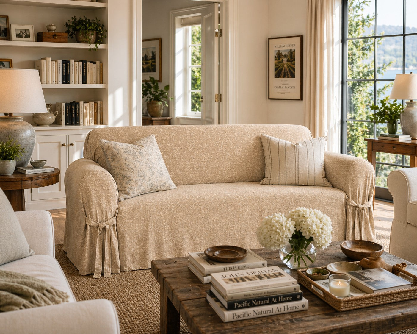 Matelassé Natural One-Piece Slipcover