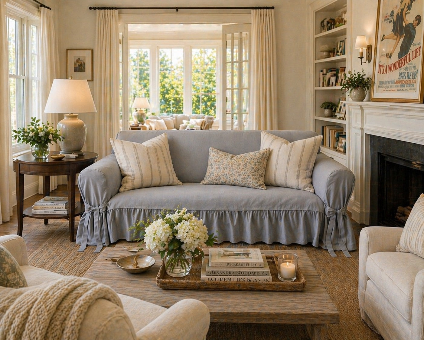 Ruffled One-Piece Slipcover