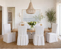 Long Washed Cotton Duck Ruffled Dining Chair Slipcover
