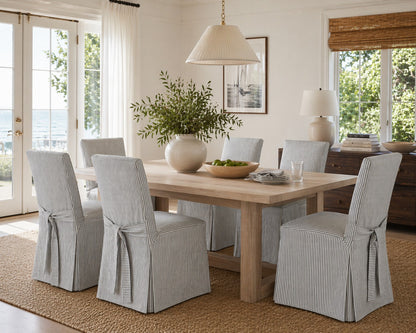 Long Stripe Twill Ticking Dining Chair Slipcover