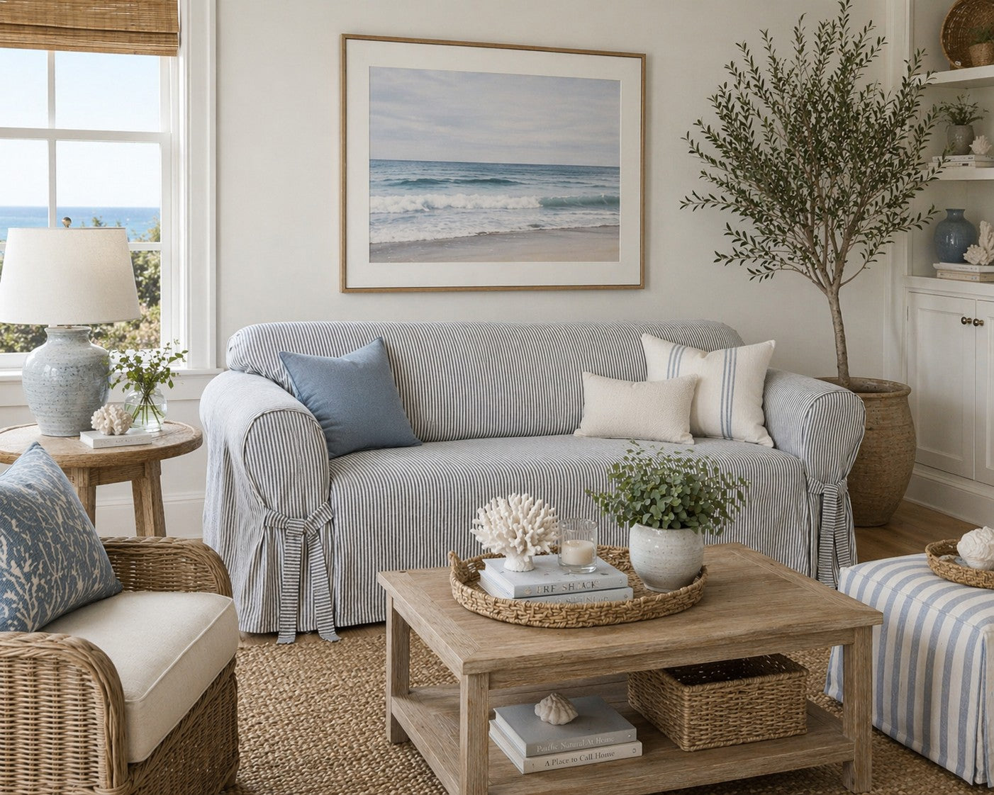 Stripe Ticking One-Piece Slipcover