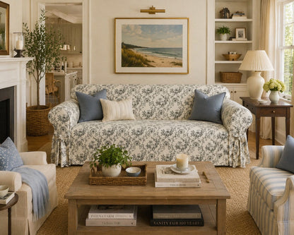 Toile Print One-Piece Slipcover