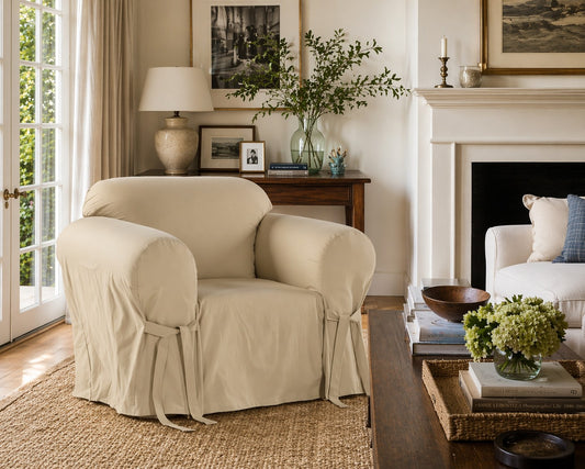 Twill Once-Piece Chair Slipcover