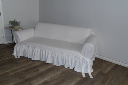 Cotton Duck Ruffled One-Piece Slipcover