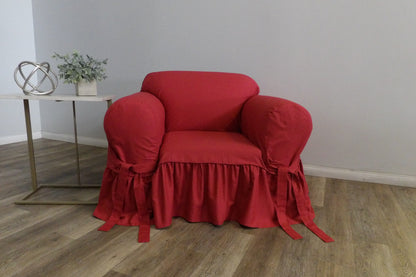 Cotton Duck Ruffled One-Piece Slipcover