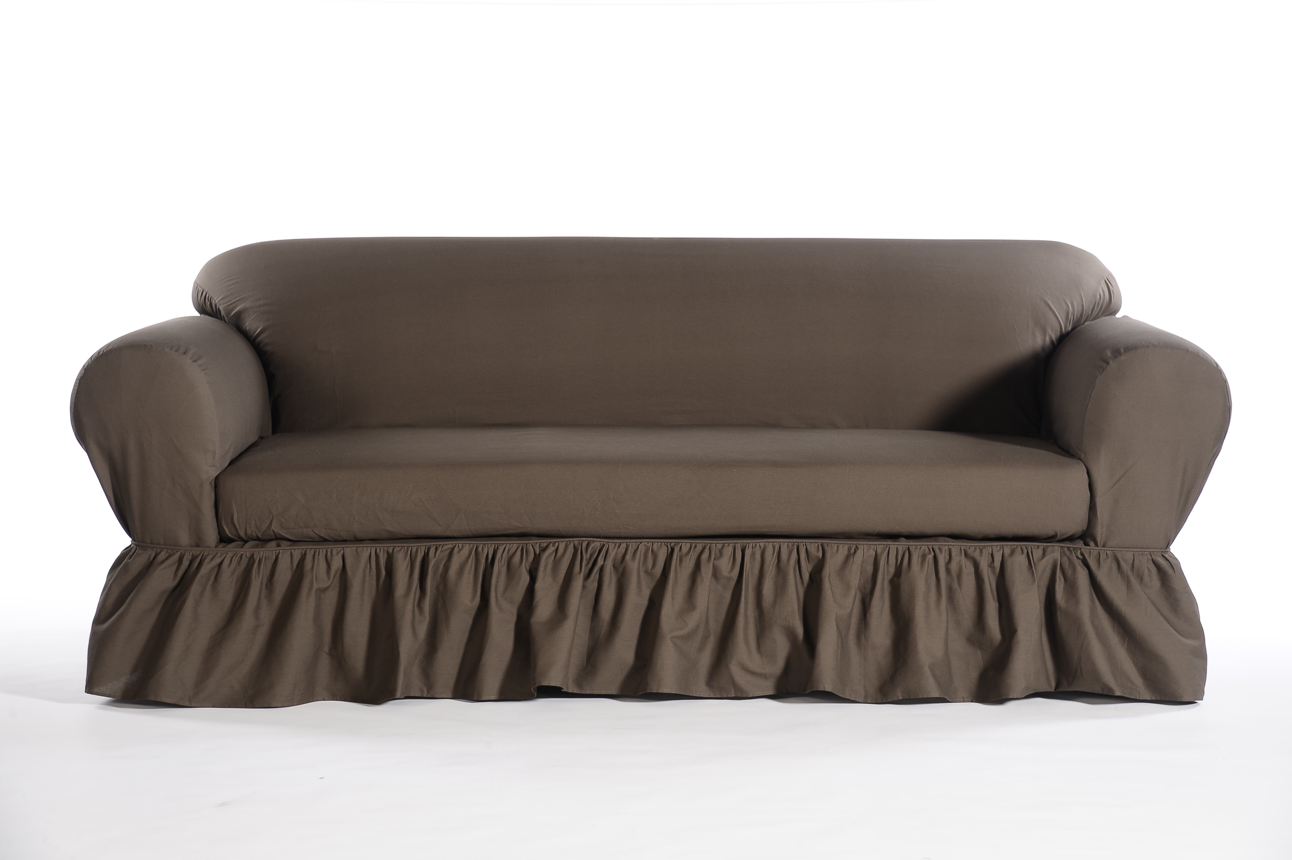 Washed cotton duck 2 Piece Ruffled Loveseat Slipcover