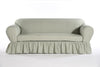 Washed cotton duck 2 Piece Ruffled Loveseat Slipcover