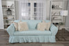 Washed cotton duck 2 Piece Ruffled Loveseat Slipcover