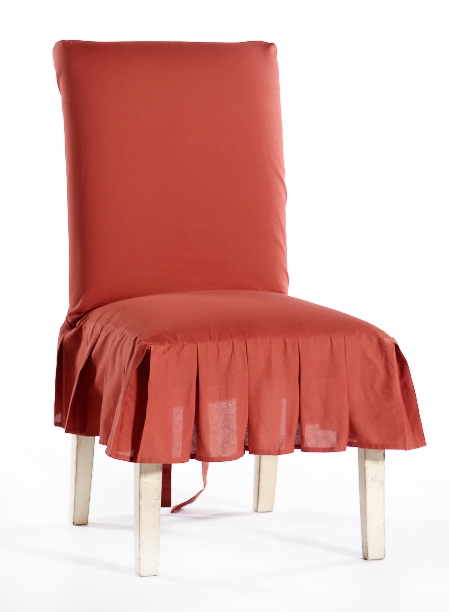 Short Cotton Duck Pleated Skirt Dining Chair Slipcover